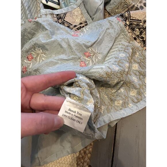 Beechtree Blue Pink Gold Embroidered Sequins Floral Tunic Dress Sz 12 Boho - Picture 12 of 12